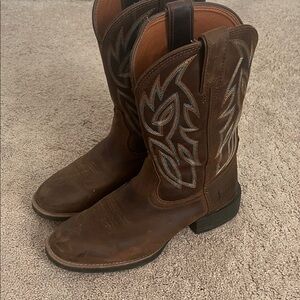 Justin Boots Dark Brown Western Boots with Blue Stitching
